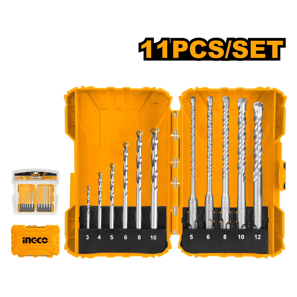 AKDL31101 | 11 Pcs masonry and hammer drill bits set