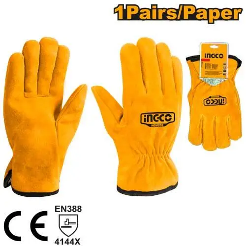INGCO LEATHER GLOVES (HGVC02)