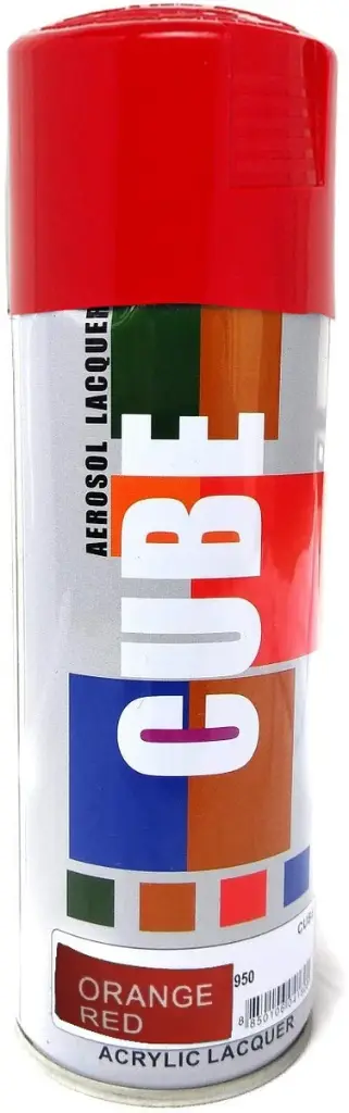 SPRAY COLOUR ORANGE RED CUBE
