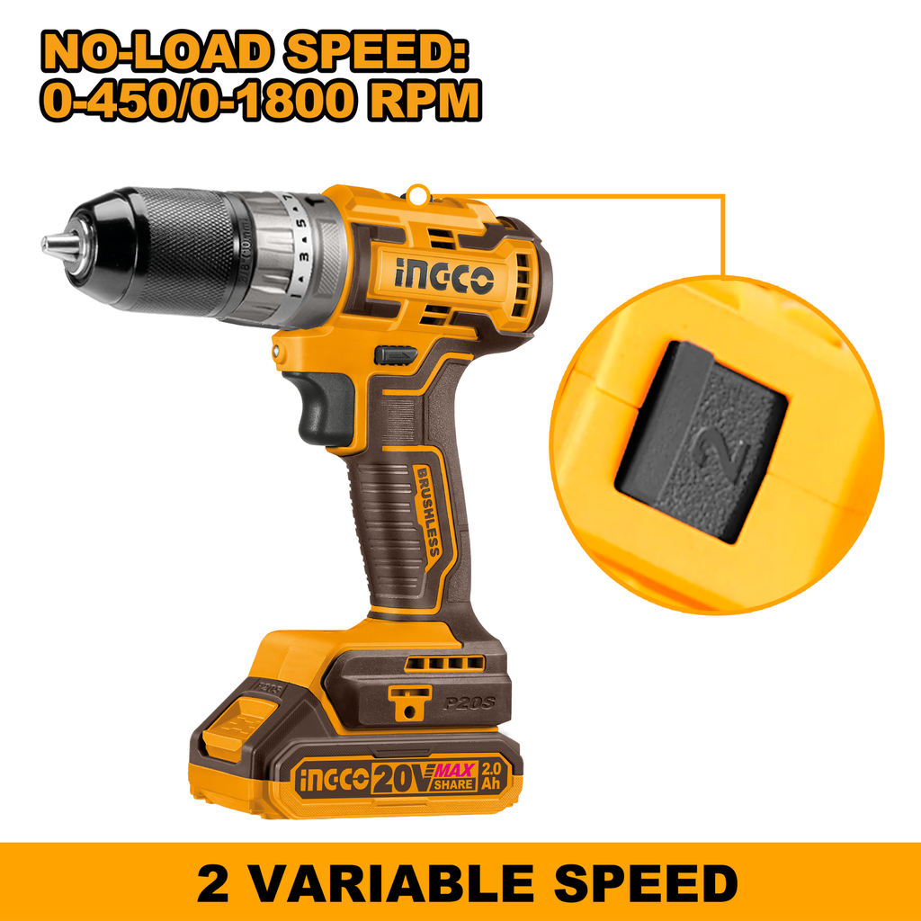 CORDLESS IMPACT DRILL BRUSHLESS  INGCO (CIDLI20508)