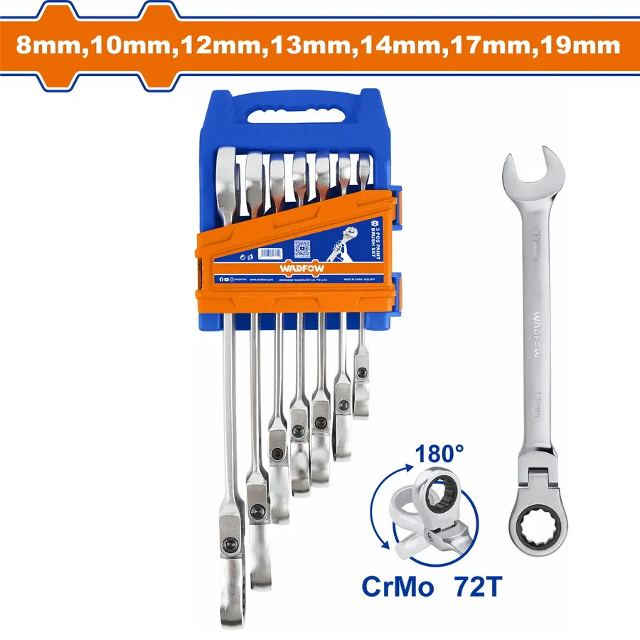 7 PCS FLEXIBLE RATCHET SPANNER SET WADFOW (WSP5207)
