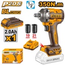 CORDLESS IMPACT WRENCH 350NM INGCO (CIWLI20351)