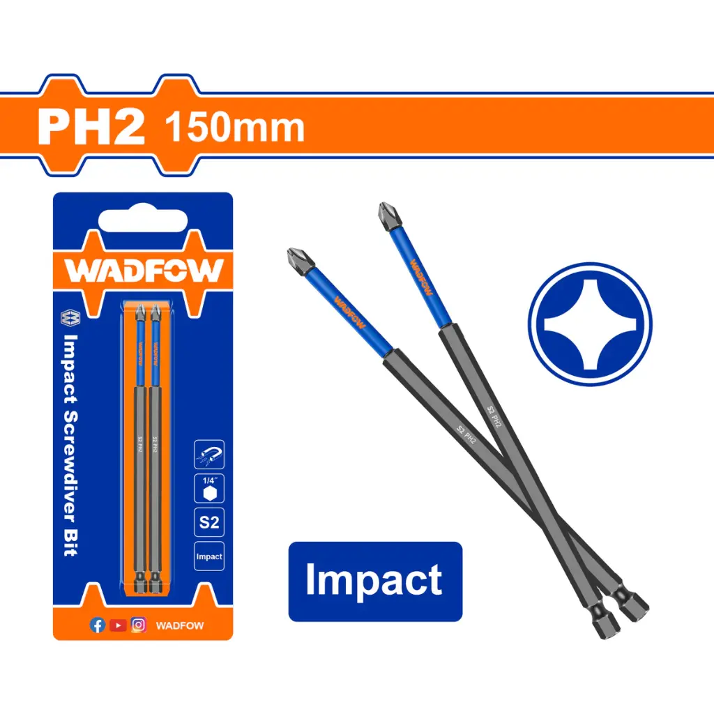 WADFOW IMPACT SCREWDRIVER BIT 6" (WSV4K64)