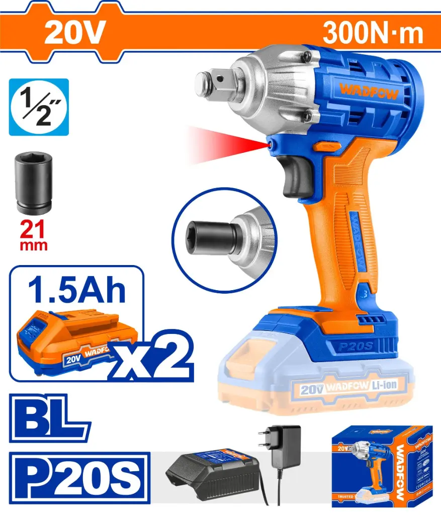 CORDLESS IMPACT WRENCH 300NM WADFOW (WCD1512)