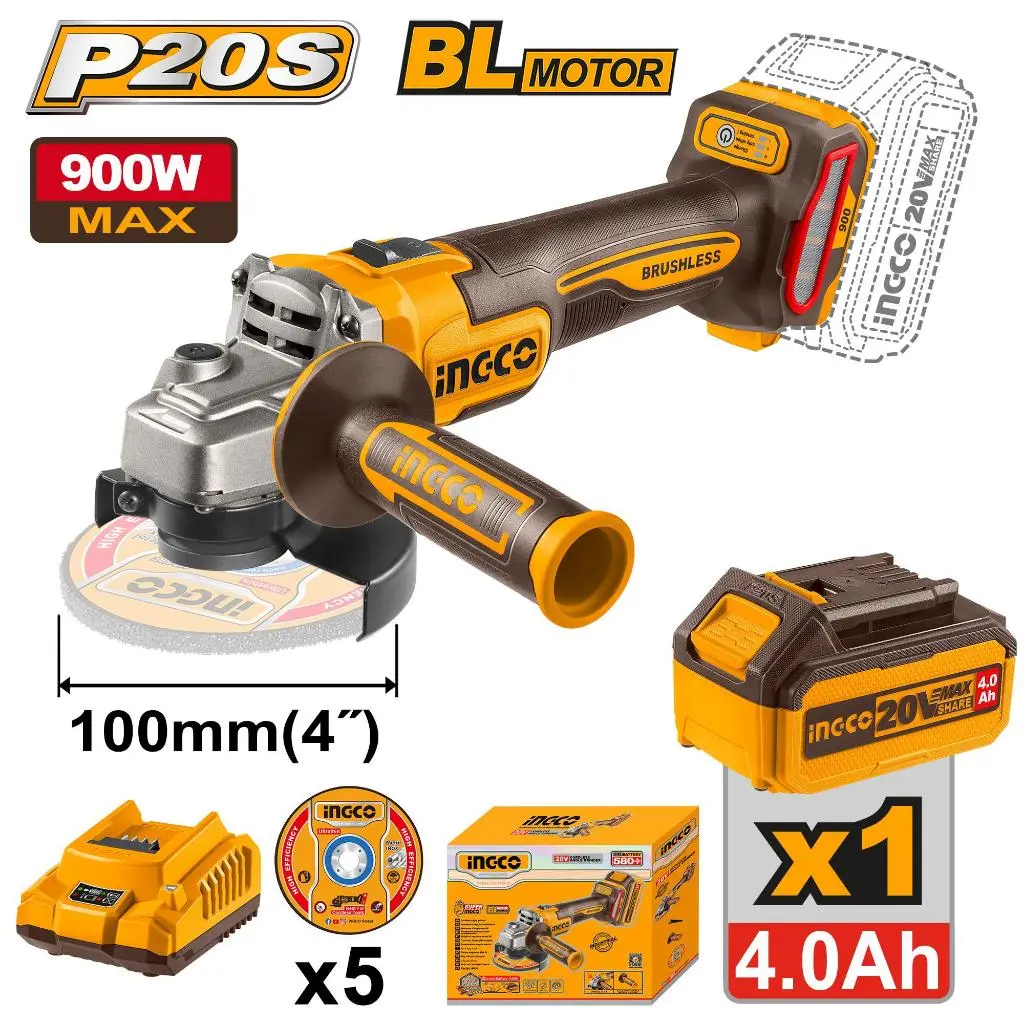 CORDLESS ANGLE GRINDER 4 AH INGCO (CAGLI261021)