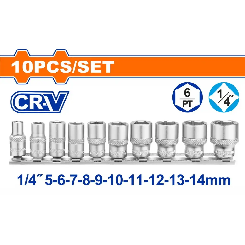 10 PCS 1/4" SOCKET SET WADFOW (WST4410)