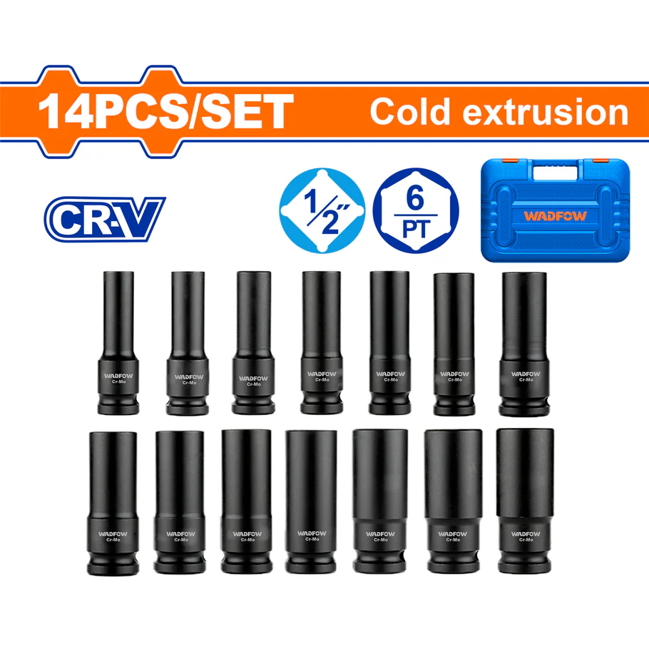 14 PCS 1/2" DEEP IMPACT SOCKET SET WADFOW (WMS4D02)