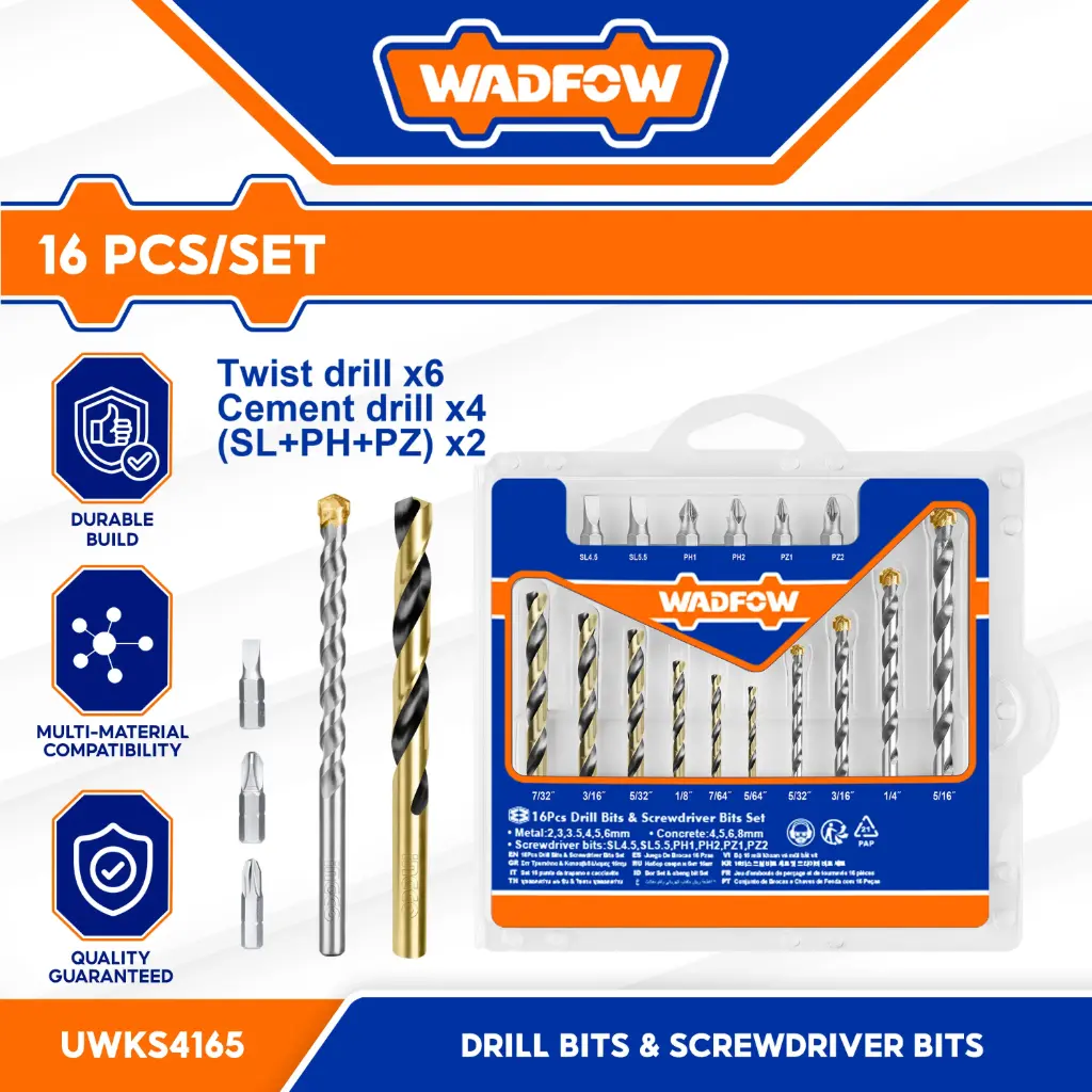 16PCS HSS TWIST DRILL BITS WADFOW (WKS4165)