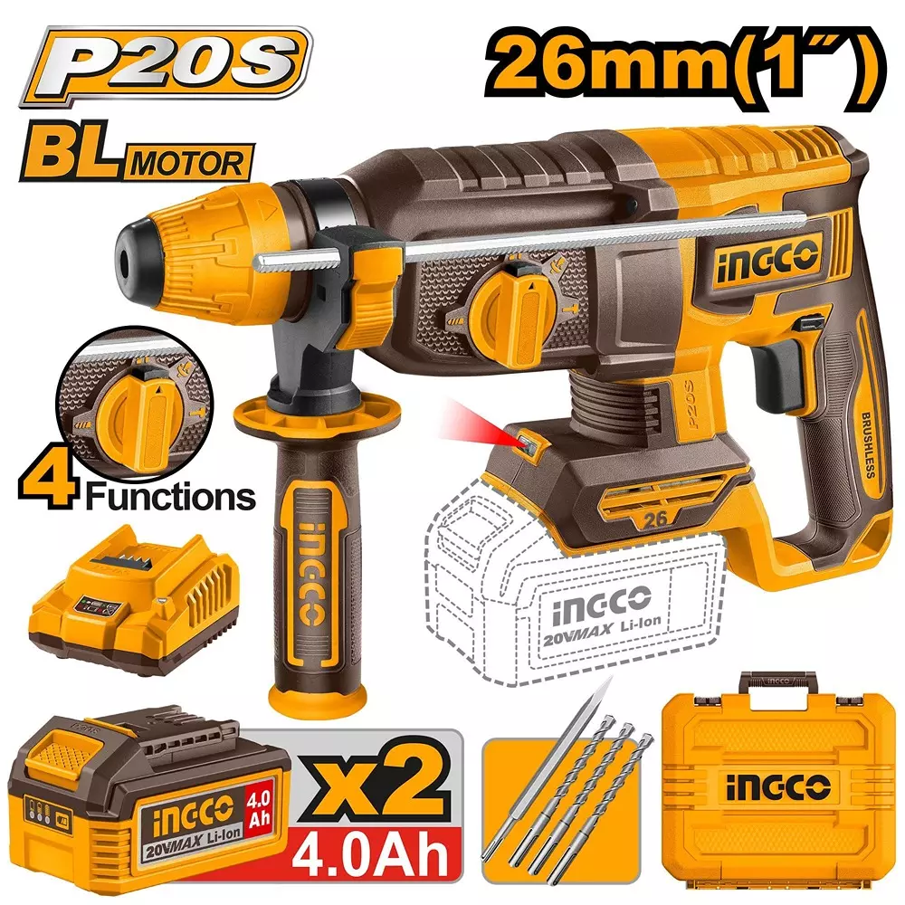 CORDLESS ROTARY HAMMER 26MM INGCO (CRHLI202682)
