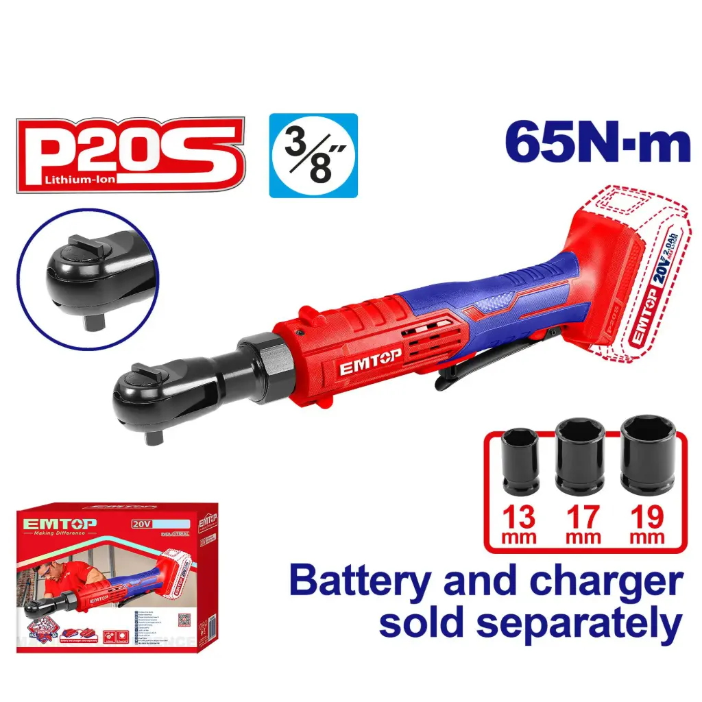 CORDLESS RATCHET WRENCH 20V EMTOP (EDRL2060151)