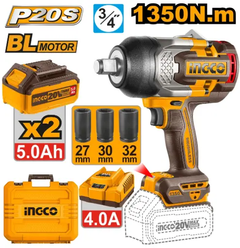 [TMI346] CORDLESS IMPACT WRENCH 1350NM INGCO (CIWLI20135)
