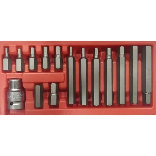 [TMI-5047] 15 PC HEX BIT SET RED