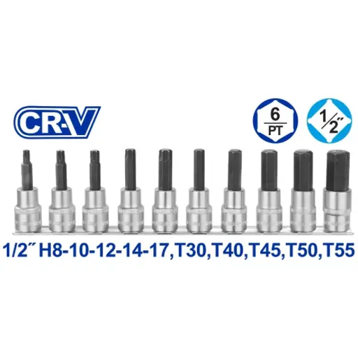 [ToolsMart6088] 10 PCS 1/2" ALLEN BIT SET WADFOW (WST1412)