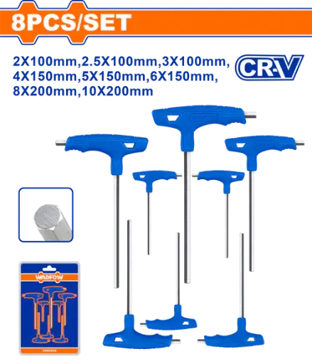 [ToolsMart6320] 8 PCS T-HANDLE HEX KEY SET WADFOW (WHK1481)