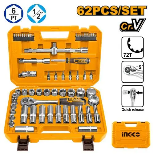 [ToolsMart6140] 62 PCS 1/2" SOCKET SET INGCO (HKTS12602)