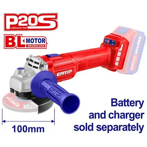 [ToolsMart6271] CORDLESS ANGLE GRINDER 100MM EMTOP (ELAG261021)