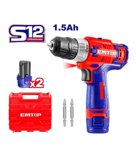 [ToolsMart6273] CORDLESS DRILL 12V DUAL EMTOP (ECDL12206)
