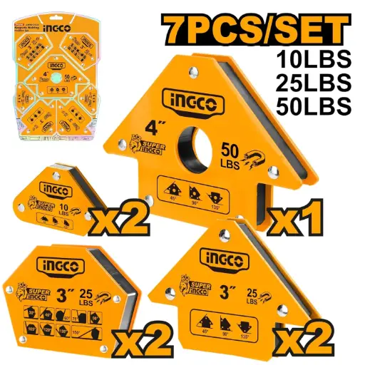 [ToolsMart6341] 7 PCS MAGNETIC WELDING HOLDER SET INGCO (AMWH7002)