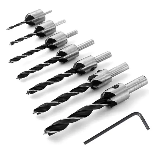 [ToolsMart6391] 7 PCS HSS COUNTERSINK DRILL BIT SET LASERLINE