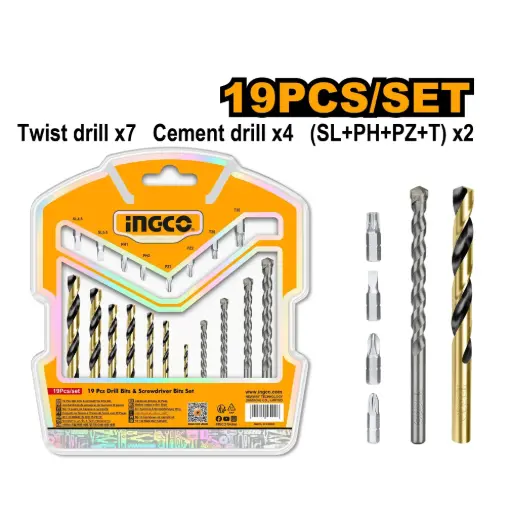 [ToolsMart6472] 19 PCS DRILL BITS & BITS SET (AKSDB1901)