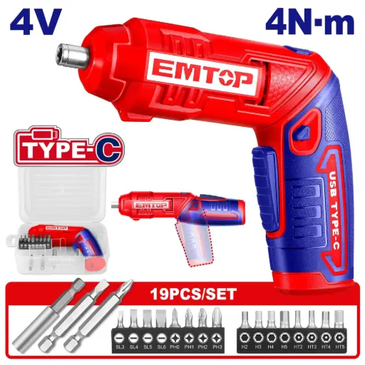 [ToolsMart6471] CORDLESS SCREWDRIVER 4V EMTOP (ECSR0408)