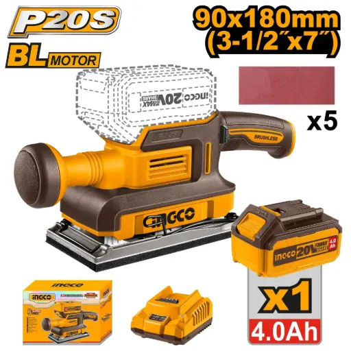 [ToolsMart6484] CORDLESS FINISHING SANDER 20V INGCO ( CFSLI20311)