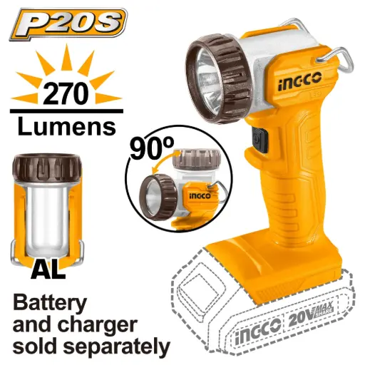 [ToolsMart6535] CORDLESS WORK LAMP INGCO (CWLI2038)