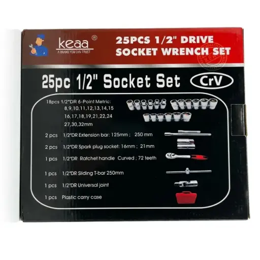 [ToolsMart6598] 25PCS 1/2" SOCKET SET KEAA