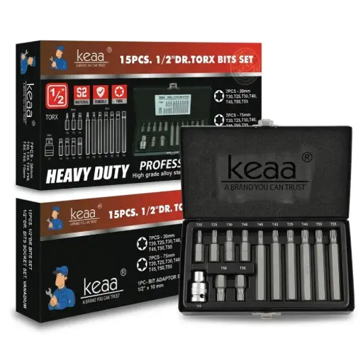 [ToolsMart6596] 15 PCS 1/2" TORX BIT SET KEAA