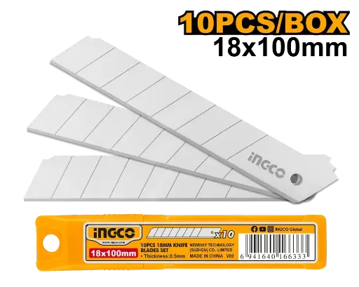 [ToolsMart8] 10 BLADE KNIFE SET 18*100MM INGCO (HKNSB112)
