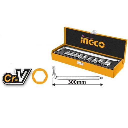 [toolsmart1482] 10 PCS 1/2" SOCKET SET INGCO (HKTS12101)