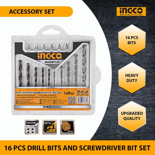 [toolsmart1514] 16PCS HSS TWIST DRILL BITS (AKSDB9165)