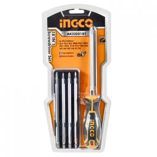 [ToolsMart777] 18 IN 1 SCREWDRIVER SET INGCO (AKISD0181)