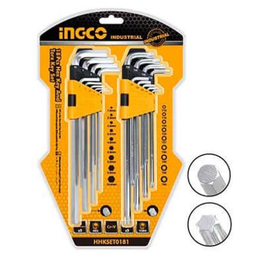 [TMI667] 18 PCS HEX KEY &TOXY KEY SET INGCO (HHKSET0181)