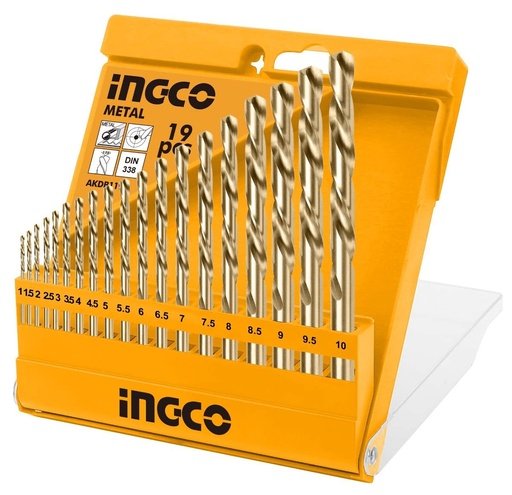 [TMI574] 19 PCS HSS TWIST DRILL BITS SET (AKDB1195)