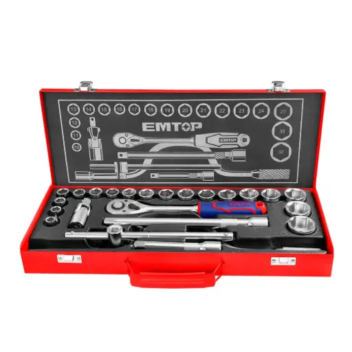 [ToolsMart319] 24 PCS 1/2" SOCKET SET EMTOP (ESKT12243)