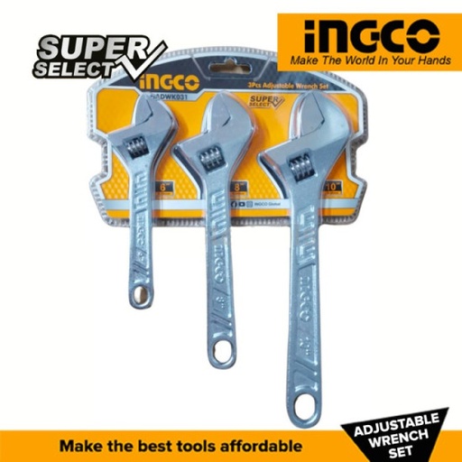 [toolsmart1559] 3 PCS ADJUSTABLE WRENCH SET (HADWK031)