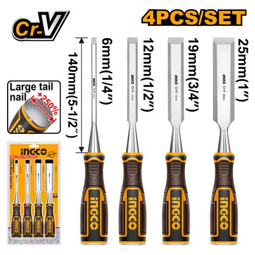 [toolsmart1580] 4 PCS WOOD CHISEL SET INGCO (HKTWC0401)