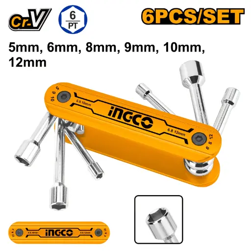 [toolsmart1605] 6 PCS FOLDING NUT DRIVER SET INGCO (HFND0601)