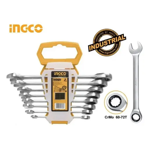 [toolsmart1624] 8 PCS RATCHET SPANNER SET 8-19MM HKSPAR1082