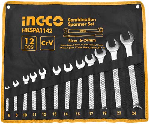 [ToolsMart448] COMBINATION SPANNER SET 6-24MM INGCO (HKSPA1142)