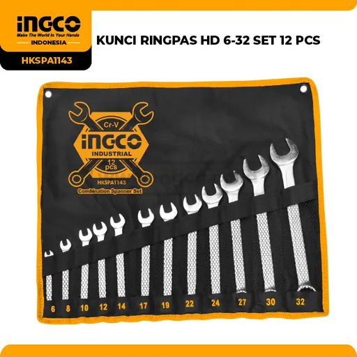 [toolsmart1979] COMBINATION SPANNER SET 6-32MM INGCO (HKSPA1143)