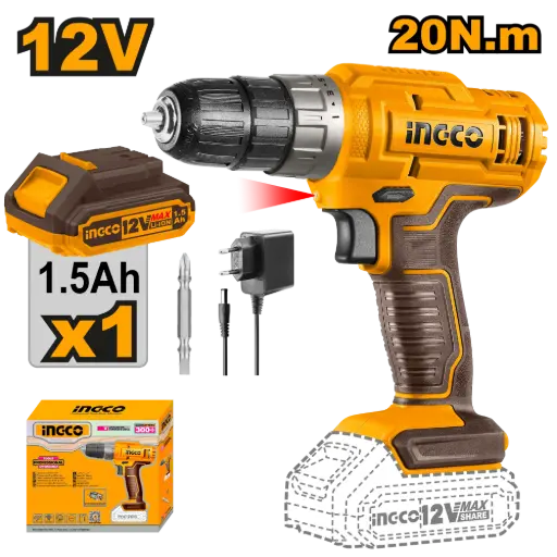 [ToolsMart387] CORDLESS DRILL 12V INGCO (CDLI1218)