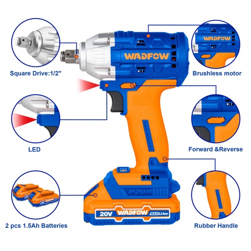[toolsmart2063] CORDLESS IMPACT WRENCH & DRILL SET WADFOW (WCK2017)