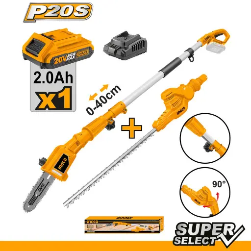 [toolsmart2079] CORDLESS POLE SAW WITH HEDGE TRIMMER (CPTS201681)