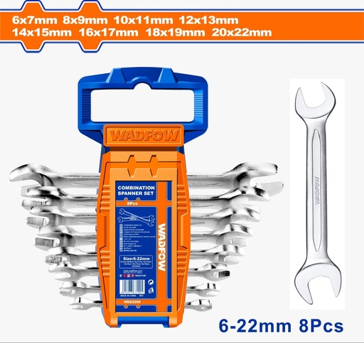 [ToolsMart4717] DOUBLE OPEN END SPANNER SET WADFOW (WDS2208)