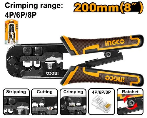 [ToolsMart1681] MODULAR PLUG CRIMPER INGCO (HMPCN2468R)