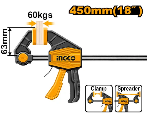 [toolsmart469] QUICK BAR CLAMPS 450MM 18" INGCO (HQBC01603)