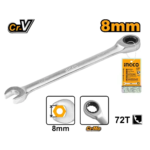 [ToolsMart3005] RATCHET SPANNER 8MM INGCO (HCSPAR081)