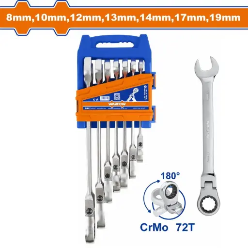 [ToolsMart4272] 7 PCS FLEXIBLE RACHET SPANNER SET WADFOW (WSP5207)
